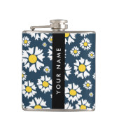 Daisy Muster, White Daisies, Ihr Name Flachmann (Vorderseite)