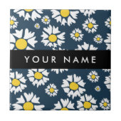 Daisy Muster, White Daisies, Ihr Name Fliese (Vorderseite)