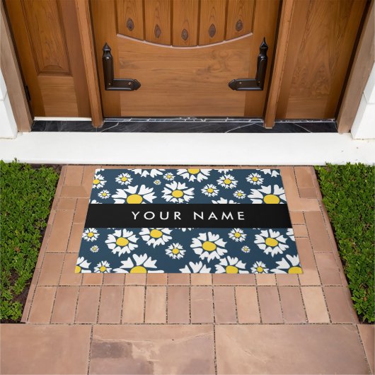 Daisy Muster, White Daisies, Ihr Name Fußmatte (Außenbereich)