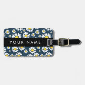 Daisy Muster, White Daisies, Ihr Name Gepäckanhänger (Vorderseite horizontal)