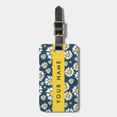 Daisy Muster, White Daisies, Ihr Name Gepäckanhänger (Vorderseite vertikal)