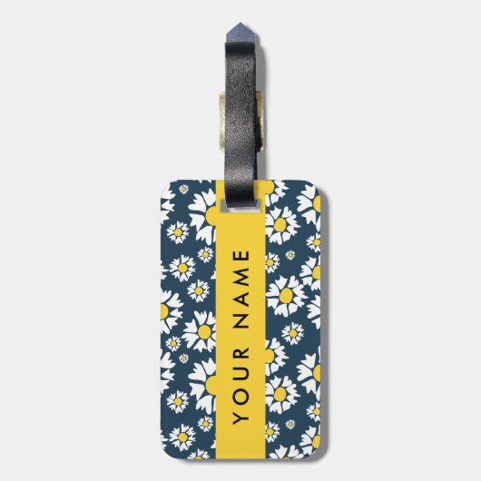 Daisy Muster, White Daisies, Ihr Name Gepäckanhänger (Rückseite vertikal)