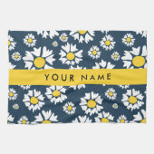 Daisy Muster, White Daisies, Ihr Name Geschirrtuch (Horizontal)
