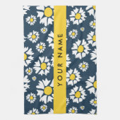 Daisy Muster, White Daisies, Ihr Name Geschirrtuch (Vertikal)