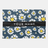 Daisy Muster, White Daisies, Ihr Name Geschirrtuch (Horizontal)