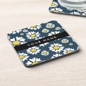 Daisy Muster, White Daisies, Ihr Name Getränkeuntersetzer (Linke Seite)