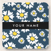 Daisy Muster, White Daisies, Ihr Name Getränkeuntersetzer (Vorderseite)