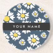 Daisy Muster, White Daisies, Ihr Name Getränkeuntersetzer (Vorne)