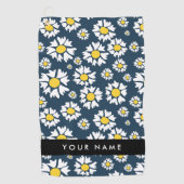 Daisy Muster, White Daisies, Ihr Name Golfhandtuch (Vorderseite)