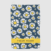 Daisy Muster, White Daisies, Ihr Name Golfhandtuch (Vorderseite)