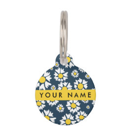 Daisy Muster, White Daisies, Ihr Name Haustiermarke