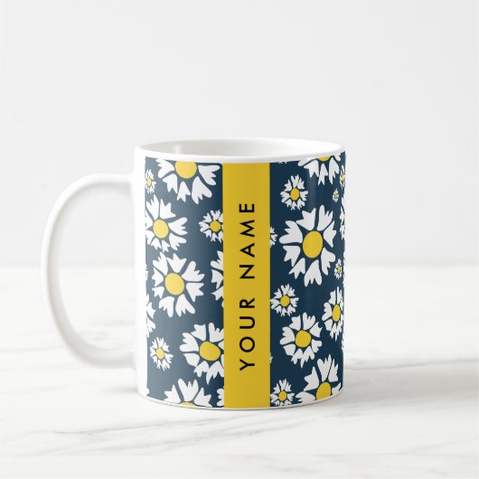 Daisy Muster, White Daisies, Ihr Name Kaffeetasse (Links)