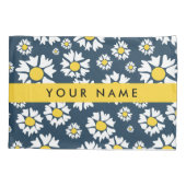 Daisy Muster, White Daisies, Ihr Name Kissenbezug (Rückseite)