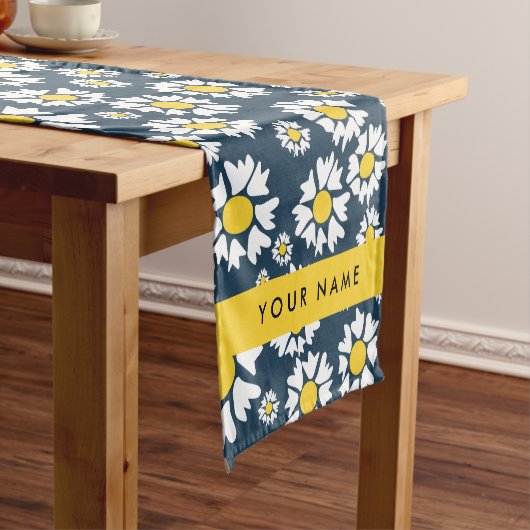 Daisy Muster, White Daisies, Ihr Name Kurzer Tischläufer (Beispiel)