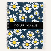 Daisy Muster, White Daisies, Ihr Name Notizblock (Vorderseite)