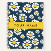 Daisy Muster, White Daisies, Ihr Name Notizblock (Vorderseite)