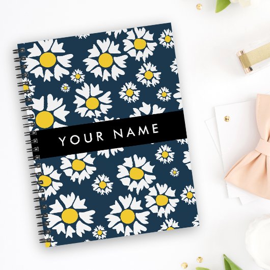 Daisy Muster, White Daisies, Ihr Name Notizblock