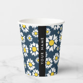 Daisy Muster, White Daisies, Ihr Name Pappbecher (Vorderseite)