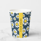 Daisy Muster, White Daisies, Ihr Name Pappbecher (Vorderseite)