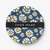 Daisy Muster, White Daisies, Ihr Name Pappteller (Vorderseite)
