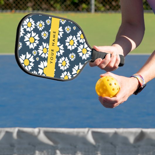 Daisy Muster, White Daisies, Ihr Name Pickleball Schläger (InSitu)