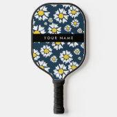Daisy Muster, White Daisies, Ihr Name Pickleball Schläger (Vorderseite)