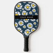 Daisy Muster, White Daisies, Ihr Name Pickleball Schläger (Rückseite)