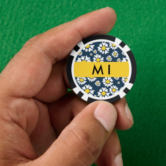 Daisy Muster, White Daisies, Ihr Name Pokerchips (Hand)