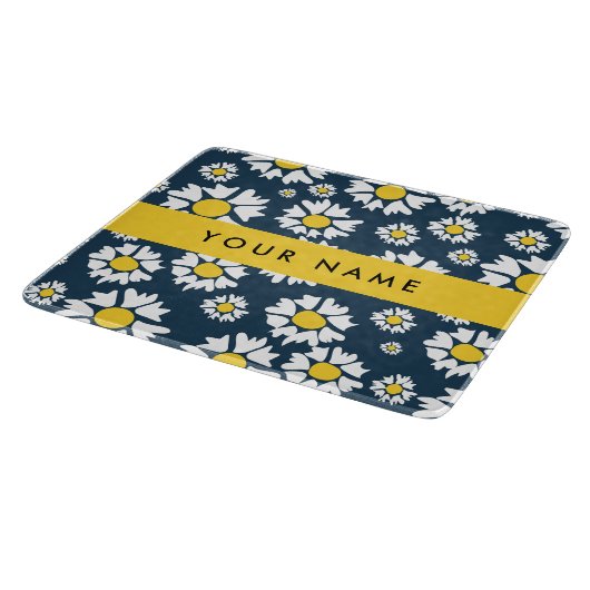 Daisy Muster, White Daisies, Ihr Name Schneidebrett (Ecke)