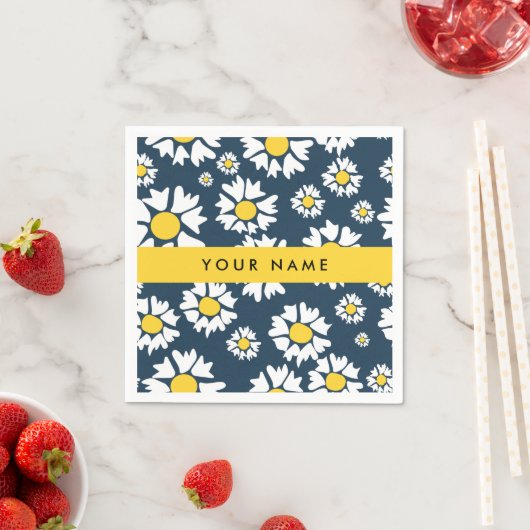 Daisy Muster, White Daisies, Ihr Name Serviette (Beispiel)