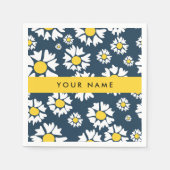 Daisy Muster, White Daisies, Ihr Name Serviette (Vorderseite)