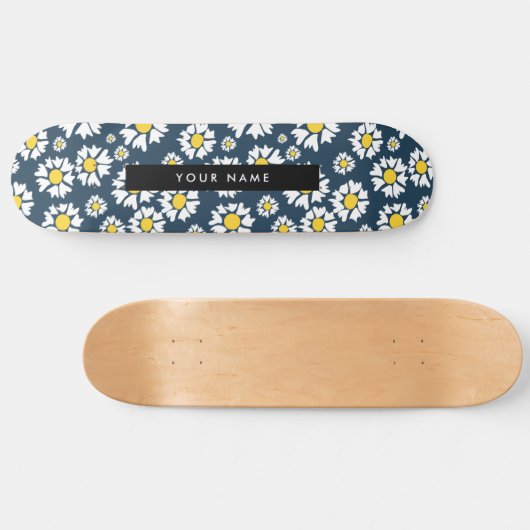 Daisy Muster, White Daisies, Ihr Name Skateboard (Horizontal)