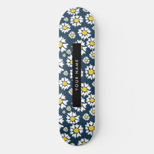 Daisy Muster, White Daisies, Ihr Name Skateboard (Vorderseite)