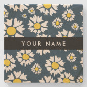 Daisy Muster, White Daisies, Ihr Name Steinuntersetzer (Vorderseite)