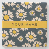Daisy Muster, White Daisies, Ihr Name Steinuntersetzer (Vorderseite)