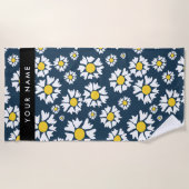 Daisy Muster, White Daisies, Ihr Name Strandtuch (Vorderseite)