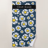 Daisy Muster, White Daisies, Ihr Name Strandtuch (Vorderseite)