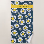 Daisy Muster, White Daisies, Ihr Name Strandtuch (Vorderseite)