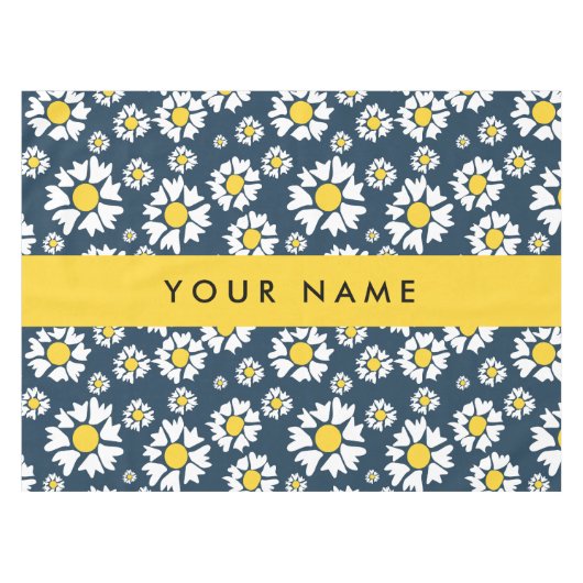 Daisy Muster, White Daisies, Ihr Name Tischdecke (Vorderseite (Horizontal))