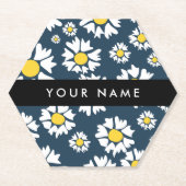 Daisy Muster, White Daisies, Ihr Name Untersetzer (Vorderseite)