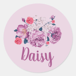 Daisy Name Floral Benutzerdefinierte Vintage-Blume Runder Aufkleber