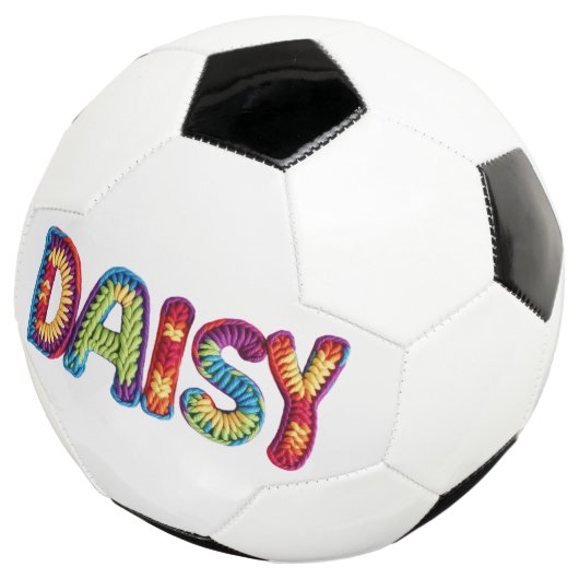Daisy Name in lebendigem Häkelmuster Fußball (Dreiviertel)
