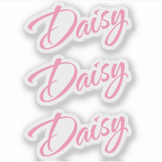 Daisy Name Rosa Cursive Schriftart x3 Aufkleber (Vorderseite)