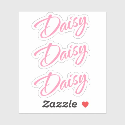 Daisy Name Rosa Cursive Schriftart x3 Aufkleber (Blatt)