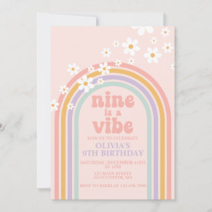 Daisy Nine ist ein Vibe Pastel Regenbogen 9. Gebur Einladung
