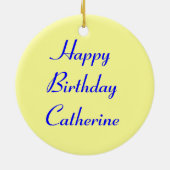 Daisy Ocean Blue Custom Geburtstag Keramikornament (Hinten)