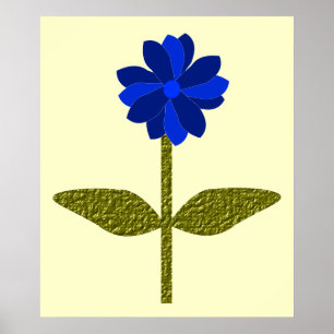 Daisy Ocean Blue Print Poster