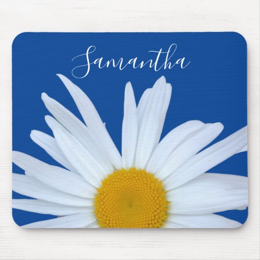 Daisy Ocean Blue White Script Mousepad (Vorne)