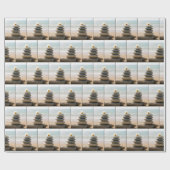 Daisy on a Stone Beach Cairn With Driftwood Geschenkpapier (Flach)