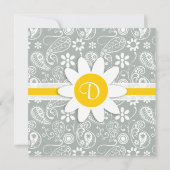 Daisy on Ash Gray; Gray Paisley Einladung (Rückseite)